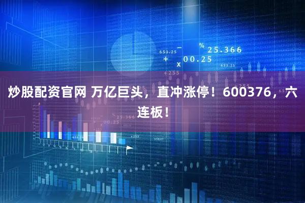 炒股配资官网 万亿巨头，直冲涨停！600376，六连板！